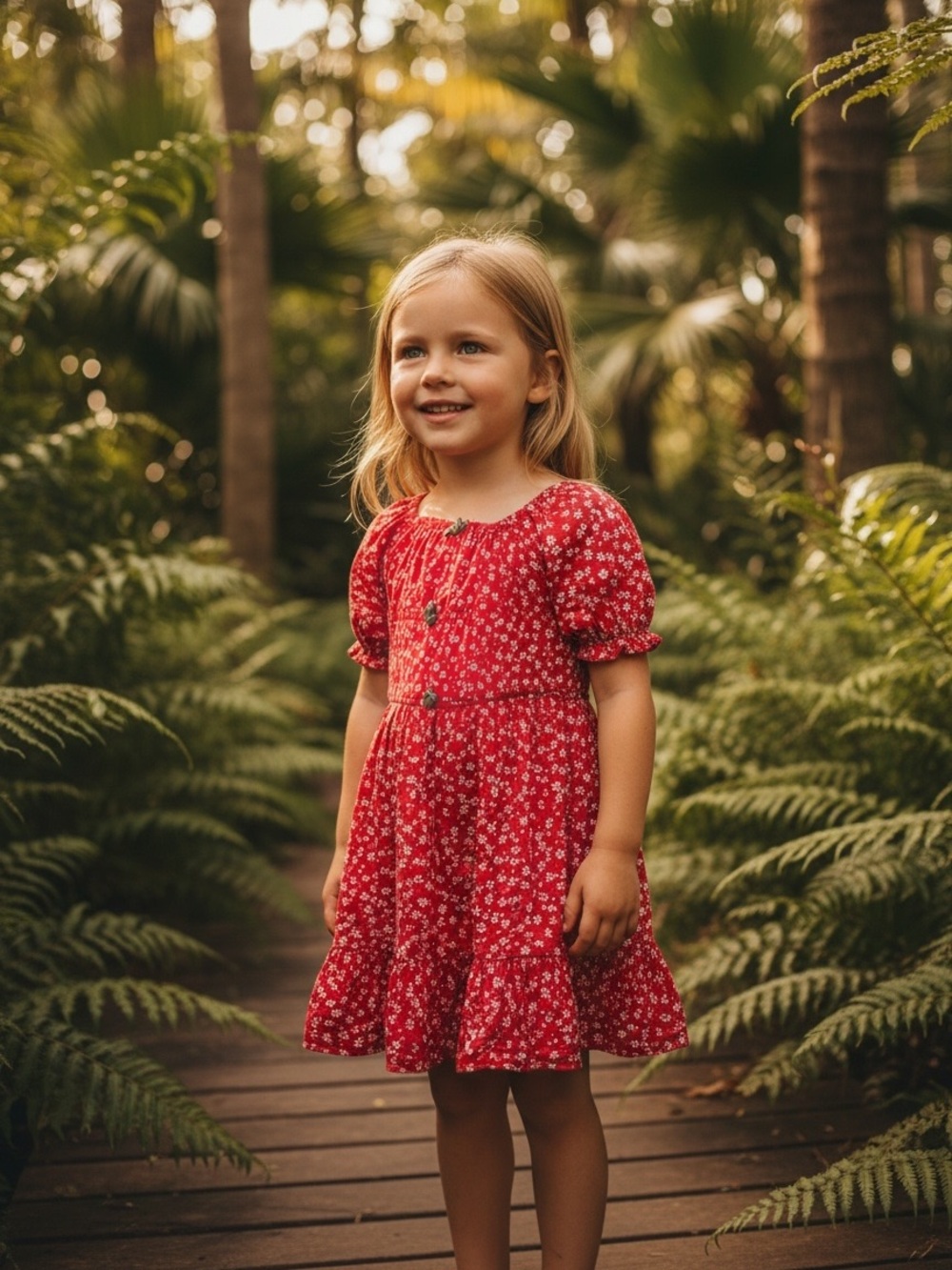 Zac Posen Little Girls' Red Floral Short Sleeve Dress Size XL (14/16)